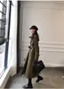 Trench-Coat Long surdimensionné en cuir pour femmes, automne 2023, manches avec ceinture, Faux manteaux amples à la mode