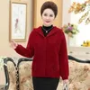 Felpe con cappuccio da donna Anziani di mezza età Madri Primavera Autunno Giacca da donna Imita visone in pile Moda Maglione Cappotti Cardigan Felpa con cappuccio