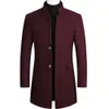 Men's Wool Blends Winter Fashion Men Slim Fit Long Sleeve Cardigans Blends Coat Jacket Suit Solid Mens Long Woolen Coats 230911