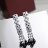 New European and American Leopard Head Lacquer with Diamond Tassels Fashionable Style Earrings, Dominant Animal Leopard Earrings, Female Full Diamond Dominant