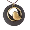 Pendentif Colliers Vintage Coton et Lin Matériel Ethnique Coréen Edition Bois Oiseau Long Collier Pull Chaîne