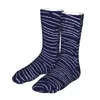 Chaussettes pour hommes océan bleu blanc ondulé rayé hommes femmes mode haute qualité printemps été automne hiver cadeaux