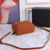 Pure Leather Shoulder Bag Box Bags Handbag Deer Skin Pattern Flip Zipper Closure Removing Straps Hardware Letter Badge High-capacity High-quality