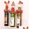 Decoraciones navideñas Juego de tapas de botellas de vino Er Adornos colgantes Sombrero Cena de Navidad Fiesta Decoración de mesa para el hogar Suministros Entrega de gotas Ga Otisj
