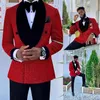 Costumes pour hommes Blazers paillettes rouges paillettes hommes marié mariage smoking Double boutonnage Blazer formel affaires robe de bal 2 pièces 278S