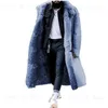 Men's Wool Blends Color Solid Autumn Winter and Long Thickened Overcoat Lapel Frosted Velvet Long Sleeves Warm Pie To Overcome Cotton-Padded Cloth T230912