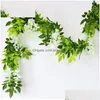 Decorative Flowers Wreaths 7Ft 2M Flower String Artificial Wisteria Vine Garland Plants Foliage Outdoor Home Trailing Fake Hanging Wal Dh8Ek