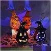 Andra festliga festförsörjningar Led Halloween Pumpkin Ghost Lantern Lamp Diy Hanging Scary Candle Light Decoration for Home Horror Props Dhqoi