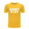 Męskie koszule Karate to życie proste litera męska koszula Tshirt Summer krótki rękaw O bawełniany sport