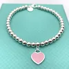 100 ٪ S925 Silver Luxury Love Tag Tag Strands Bracelet Women Fine Jewelry Beads Trendy Chain Round Ball Bracelets for Girlfriend234V