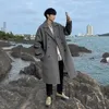 Men's Wool Blends Long Dust Coat Men Winter Korean-style Trench Mens Solid Double Breasted Woolen Cloth Coat Loose Casual Trenchcoat Outwear 230911