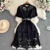 MagnificentCasual Spring Autumn New Women Fashion Embroidery Mesh Sling Long Dress Female Casual Loose Patchwork Chic Mid-Calf 2024 HKD230912