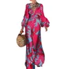 Robes décontractées de base Femmes Robe longue à manches évasées Imprimé floral Slim Fit Printemps Été Robes féminines Sexy Maxi Vacances 230912