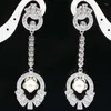 Boucles d'oreilles à tige 63x18mm, Design européen, longues, saphir blanc, noir, CZ, bijoux de mode, fête pour femmes, argent