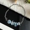 Charm Bracelets Vintage Stainless Steel Bracelet With Natural Stone Fashion Jewelry Handmade Aquamarine Women Link Chain Wholesale