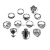 Кольца кластера, 100 шт./лот, винтажные кольца в богемном стиле для женщин и девочек, смешанные золотые аксессуары, кольцо с короной и бабочкой, ажурное кольцо на палец Dhmfj