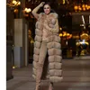 Women's Fur Faux 10 section Luxury Winter Vest Jacket Sleeveless Thick Warm Horizontal Striped Long Style Fluffy Fake Overcoat 230912