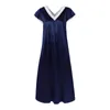 Robe feminino noite dres manga curta com decote em v homewear longo camisola sleepwear nachtkleding vrouwen vestido para 230912