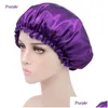 Hair Accessories Woman Natural Satin Bonnet Cap Lightweight Breathable Help Slee Adt Night Protection Hairs Adjustable Caps Drop Del Dhdsh