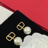 6 Style Designer Pearl Earrings Ladies Stud Earrings Luxury Gold Crystal Double V 925S Silver Jewellery Classic Classic High End G239125PE-3