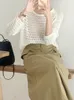 Kvinnors tröjor koreanska modefjäder faller ihålig ut o nacken långärmad tröja kvinnor vit svart lös casual rygg criss-cross tops