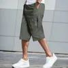 Men's Shorts Mens Casual Plus Size Big Relaxed Fit Elastic Waist Overalls Pants Solid Hiking Outdoor Work With Pockets