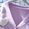 Damenpullover Korejepo Japanische Liebe V-Ausschnitt Pullover Mantel Lose Herbst Süße Overlay Weiche Kleidung Klebrige Strickjacke