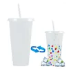 Tumblers Color Changing Cups With Lids Magical Tea Cup Straw 710ml Novelty Heart Coffee Reusable Heat Sensitive