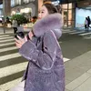 Women's Trench Coats Star Down Jacket Mid-Length 2023 Fashion Over-The-Knee Winter Thickened Big FFur Collar Coat Trend