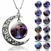 Luminous 12 Zodiac Sign Moon Pendant Necklace Galaxy Constellation Astrology Horoscope Charm Necklaces For Women Men Girls