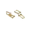 18K gold double u shape stud earrings for women fashion luxury brand designer OL style shining crystal ear rings earring party wed241H