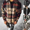 패션 스프링 격자 무늬 플란넬 셔츠 맨 긴 소매 소프트 안락 슬림 핏 스타일 남성 재킷 카디건 셔츠 243c