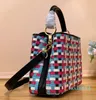 Woven Tote DesignerColor Handbag Shoulder Women Luxury Mirror Quality Beach Hot Pressed Coated Fine Canvas StripFashion Bag