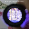 Lupas Escala Cilíndrica Vidro Óptico 30X Lente Portátil Focando Lupa com LED UV Luz Antique Jóias Impressão Pano 230912