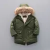 ジャケット冬の温かい男の子ジャケットは暖かい首輪の女の子のコートフード付きジッパーファッションアウターウェアバースデープレゼント2-7歳の子供服R230912