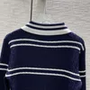 Pulls pour femmes classique lettre broderie originale pull à revers rétro mode rayé luxe pull bouton design tricots