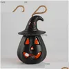Andere festliche Partyzubehör LED-Halloween-Kürbis-Geist-Laternenlampe DIY hängende gruselige Kerzenlichtdekoration für Zuhause Horror-Requisiten Dhqgm