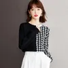 Kadın Sweaters Bahar Sonbahar Kış Kızları Moda En İyi Kadınlar Günlük Zarif Ofis Uzun Kollu Siyah Houndoth Snathed Sweater Bluz