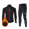 Wosawe heren mountainbike winter winter fleece warme broek met lange mouwen plus fleece fietspak