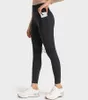 Calças ativas Lu-392 Rib listrado sem t-line bolso lateral calças de yoga cintura alta apertada abdômen correndo esportes cortados ginásio leggings para mulheres x0912