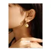 Hoop Earrings Brass Plated 18K True Gold Light Luxury Style Zircon Inlaid Natural Pearl Flower Summer