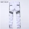 New Mens Ripped Jeans Striped White Straight Skinny Casual Hole Biker Denim Pants Plus Size Trousers 0103243O