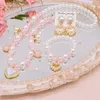 Pendant Necklaces Makersland 3Pcs /Set Love Butterfly Necklace Bracelet Earring Children's Princess Jewelry For Girl Kids Charm Gift
