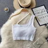 Kvinnors tankar Kvinnor Basic Vest Crop Top Summer Fashion Casual Tank 2023 Sling Croped Tops One Shoulder Sexig Camis Female Clothing