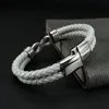 Bracelet Punk en cuir Double couche, fermoir magnétique infini en acier inoxydable, breloque de manchette, cadeau pour femmes et hommes