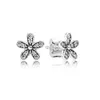 Authentieke Pando Ra Dazzling Daisy Clusters Stud Oorbellen S925 Sterling Silve Fijne vrouwen oorbel compatibele Europese stijl sieraden 290590NBLMX oorbel