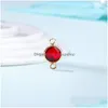 Charms Diy Jewelry Double Hook Charms 18K Gold Plated 8Mm Round Crystal Birthstone For Wholesale Drop Delivery Dhw97