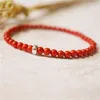 Link Armbänder Natürliches Zinnoberarmband Damen Roter Sand mit 925er Silberperlen Schmuck Geschenk