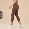 Aktywne spodnie Lu-27 wysokiej talii Capris Yoga Pants Women's Back Pocket Nude Sports Fitness Gym Leggins Ruszeds Rajstopy x0912