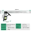 Règle de niveau à bulle combinée réglable, rapporteur carré d'angle de 30cm, ensemble d'outils de mesure précis en acier inoxydable et aluminium